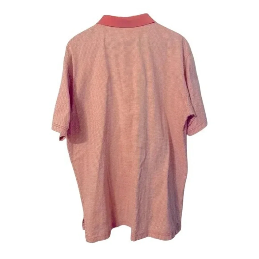Peter Millar Mens Coral Pink White Striped Lighthouse Polo‎ Shirt Size M Cotton